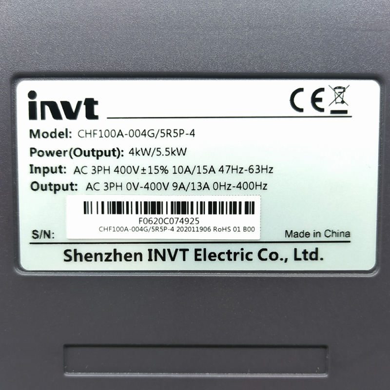 Invertor dopravníkového motora CHF100A-004G/5R5P-4 62030010002 pre olepovačky hrán